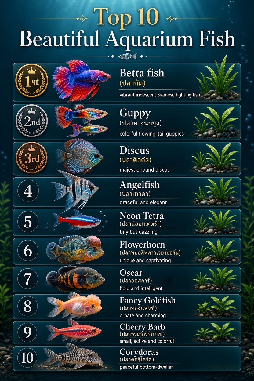 Top 10 ปลาสวยงามสำหรับเลี้ยงในตู้